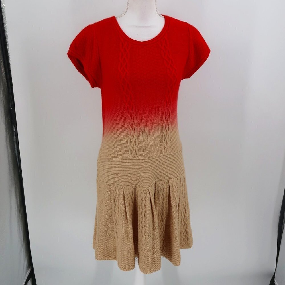 Jessica Simpson Short Sleeve Fit and Flare Sweater Dress Ombre Size Large